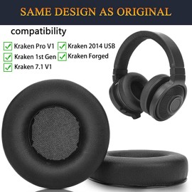 SOULWIT Ersatzpolster Ersatz Ohrpolster für Razer Kraken 1st Gen, Kraken 2014 Pro V1, Kraken 7.1 V1, Kraken 2014 USB, Kraken Forged Kopfhörer