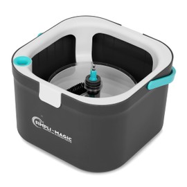 Simpli-Magic Spin Mop and Bucket System, Includes Square Spin, Dual Compartment Mop Bucket and 3 Thick Machine Washable Pads