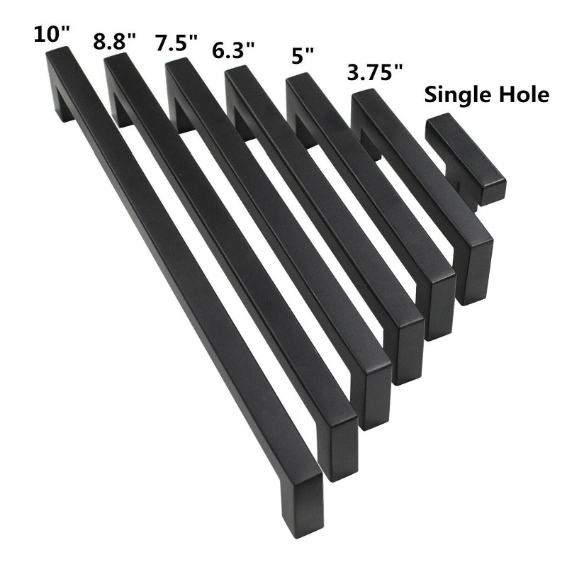 Gobrico 12mm 1/2" Black Kitchen Square Cabinet Handles Drawer Pull