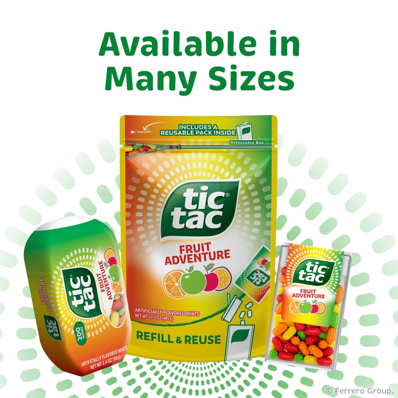 Tic Tac Fruit Adventure, On-the-Go Pocket-Sized Mints, 100 pieces, Bulk