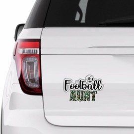 Football Aunt Sticker, Leopard Print Football Vinly Decal for Cars Laptops, Windows, Walls, Fridge, Toilet and More - Sport Theme Stickers 6in