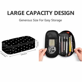 Yekiua Abstract Random Stars Pencil Pouch White Black High Capacity Pencil Case Stationary Bag Cosmetics Bag
