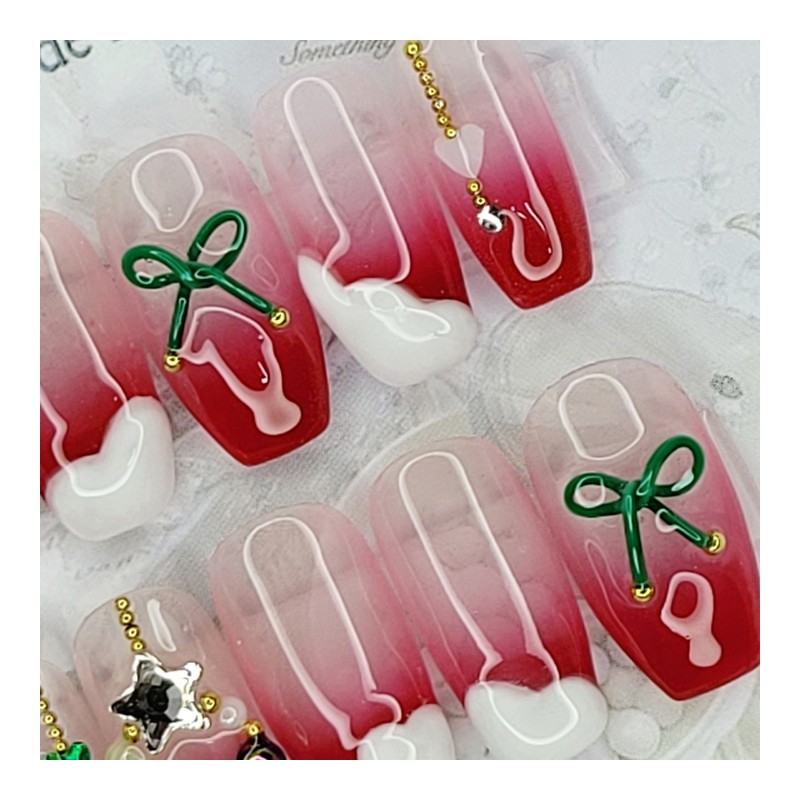 Christmas small clothes handmade nail tips - Oval S /