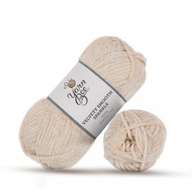 Yarn Bee 4 - Medium Yarn for Crocheting & Knitting – Soft Yarn Skein – 161 Yards of Cotton & Metallic Polyester Yarn for Crocheting Blankets, Hats, & More – Craft Supplies for Handcrafting, Ivory
