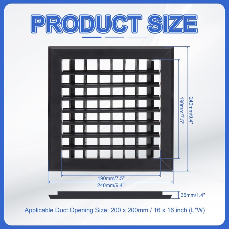 PATIKIL 8x8 Inch Plastic Ventilation Grille, Adjustable Outlet Air Vent