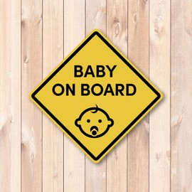 BABY ON BOARD Magnetic Car Sign, Baby Ride Alert, Magnetic Warning Display, Easy Removal, Waterproof, Weatherproof, 4.7 inches (120 mm)