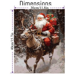 DIY Christmas Paint by Numbers Kit for Adults, Santa and Reindeer Adult's Paint by Number Kits on Canvas, Easy Watercolor Arts and Crafts for Holiday Decor(16 x 20 Inch)