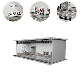 Harilla 1/64 Diecast Car Display Case with Parking Scene Table Decoration with Light, Car Garage Display Case for Collectors, Toy Cars, Sports Cars, Repair Workshop