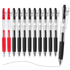 M&G 12 Pcs Gel Pens, 0.5mm Black Ink Gel Pens Fine Point, Retractable Gel Ink Rollerball Pens, Gel Ink Pens for Smooth Writing Office School Women Men (10 Black+2 Red)