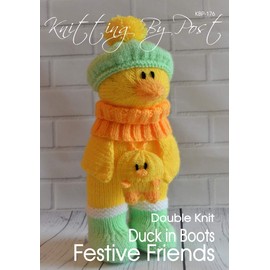 Knitting Pattern Duck in Boots Ideal Easter Pattern from Knitting by Post. Easter Spring Knitters Leaflet. Knit Cute Bird Duckling Gifts. Soft Toy UK Knits. Quack