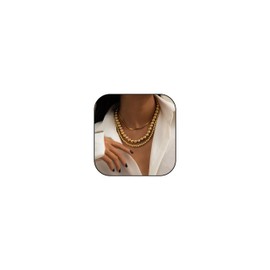 Gold Necklaces Stack for Women Layered Necklace Statement Chunky Multi Layer Round Ball Beaded Necklaces Birthday Gifts