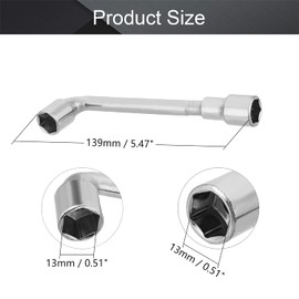 Utoolmart 13mm L Shaped Angled Open Hex 6 point Socket Wrench, Double-Head Elbow Hex Wrench for Mechanic Repair Tool, Metric