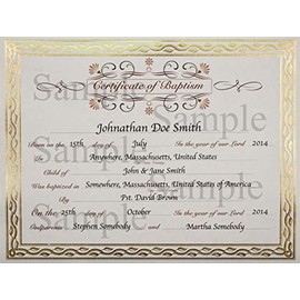 Customized Baptism Certificate with Elegant Border - Serpentine 44407