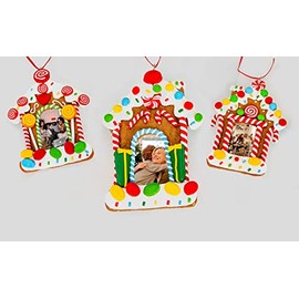 SHATCHI Christmas Tree Hanging Decorated with Candy Cane Personalise Photo Frame Xmas Tree Wall Home DÃ©cor Ornaments 3pcs Set, 11x7cm