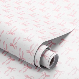 Drydiet Pink Bow Coquette Wallpaper Peel and Stick Contact Paper 15.8 x 118.1in Bow Wallpaper Self Adhesive Removable Wall Sticker Paper for Home Locker Dorm Classroom Bedroom Living Room Decor