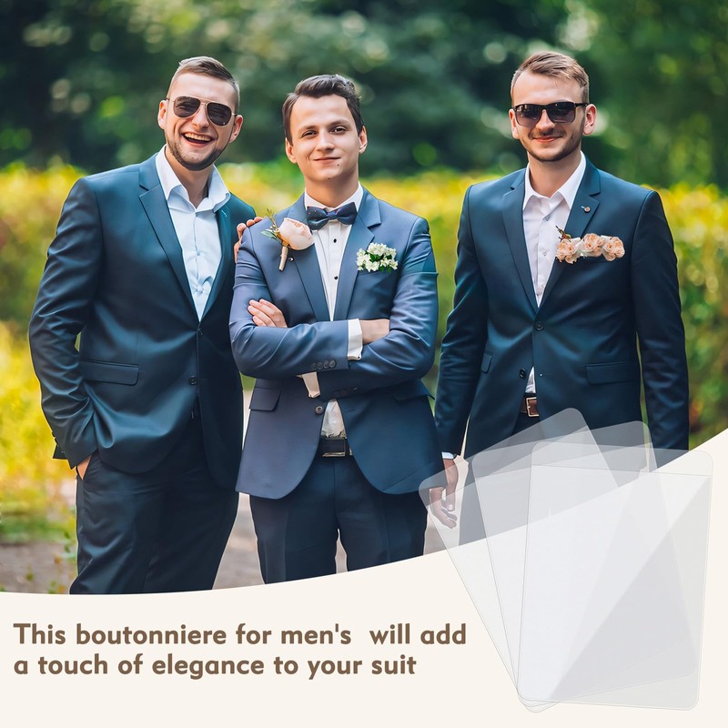 10Pcs Pocket Boutonniere Plastic Sleeve,Transparent Boutonniere Pocket Holder Square