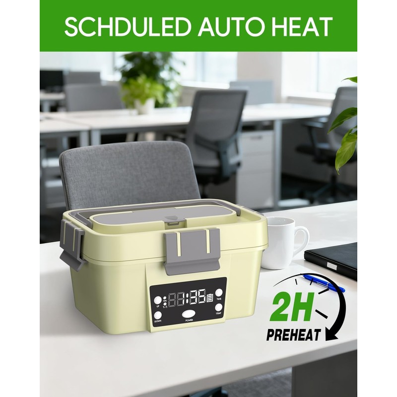 Cordless Electric Lunch Box, 6.7 Cups Smart Timer Auto Heated
