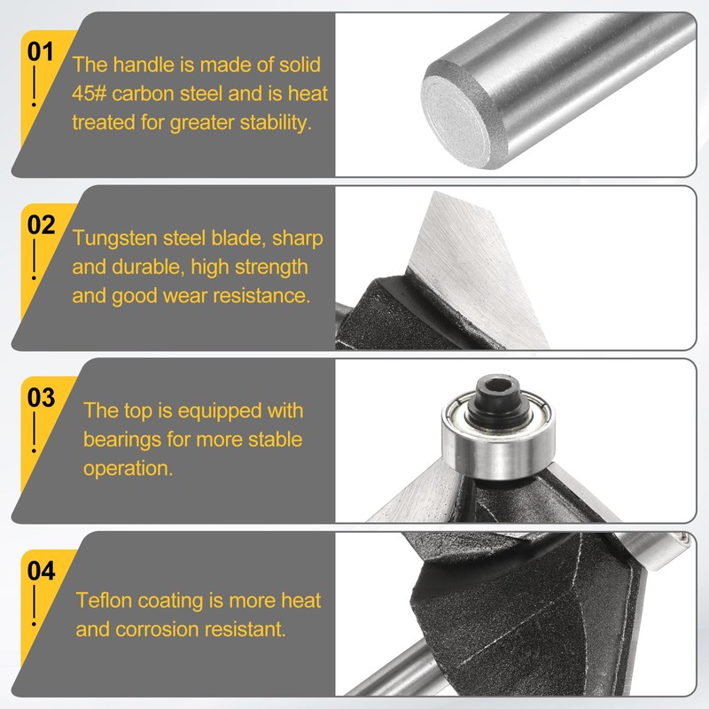 sourcing map 2pcs 45 Degree Chamfer Router Bit 1/4 Inch