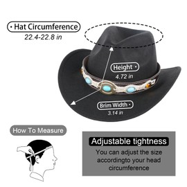 Adult Cowboy Hat Unusual Clothing and Accessories，Durable Western Wide Brimmed Cowboy Hat for Women and Men,Black