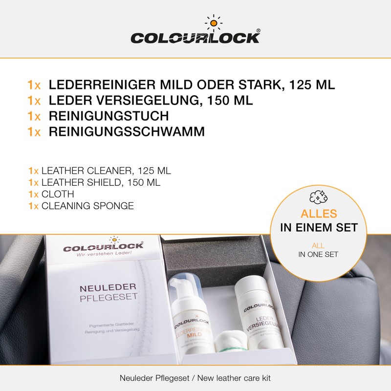 COLOURLOCK Neuleder Pflegeset Mild mit Leder Versiegelung 150ml und Lederreiniger