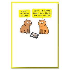 "Crazy Cat Lady Alert!" Funny Birthday Card for A Crazy Cat Lady