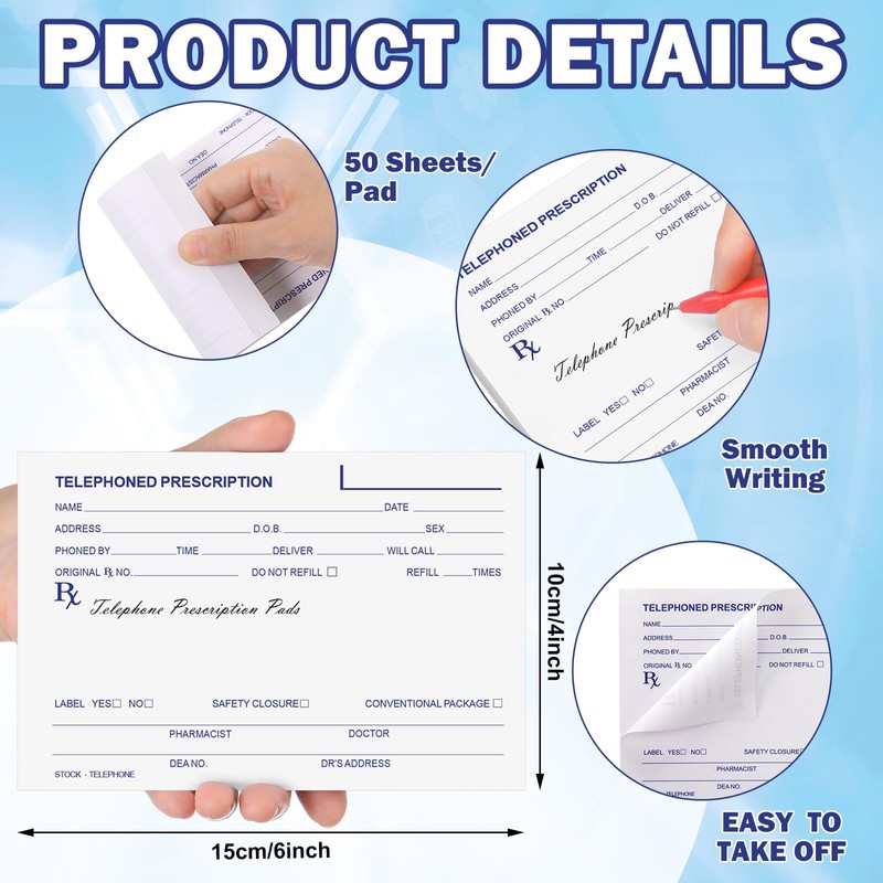 6 Pcs Telephone Prescription Pads Rx Pad Pharmacist Notepad 50