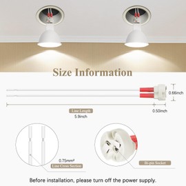 DiCUNO DiCUNO 24P MR16 GU5.3/G4 ceramic socket with 15CM cable, 12-250V, bi-pin base for halogen/LED lamp
