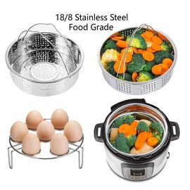 Cesta para vaporera, soporte para huevos, molde para tartas antiadherente de 7.0 in, 50 piezas de papel para tartas para accesorios instantáneos, rejilla para vaporera de alimentos vegetales. Olla de 5,6,8 qt de presión