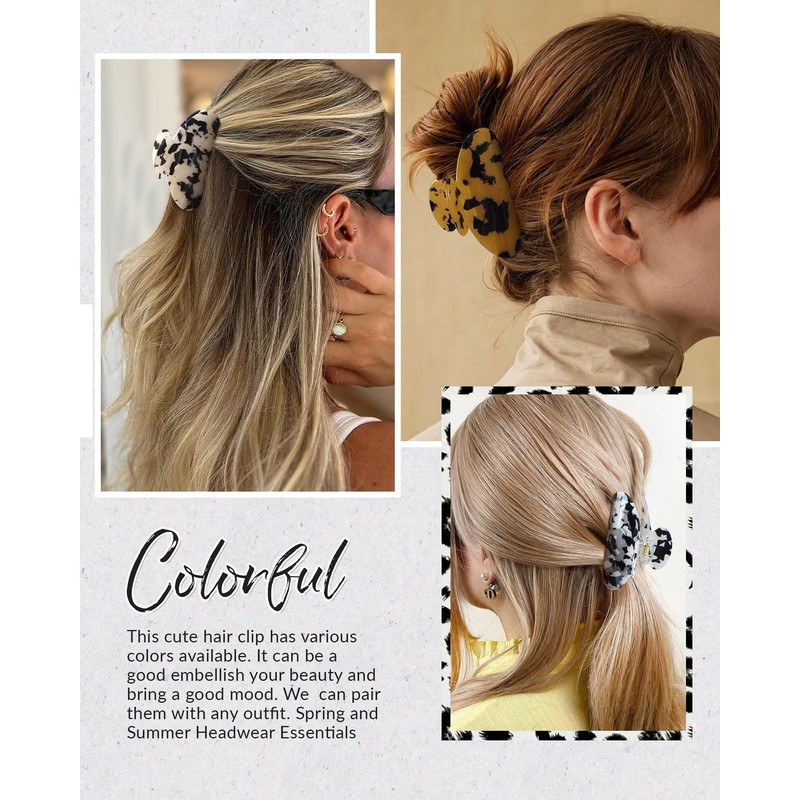 4 pack Cute Medium Claw Clips for Thin Fine Hair,