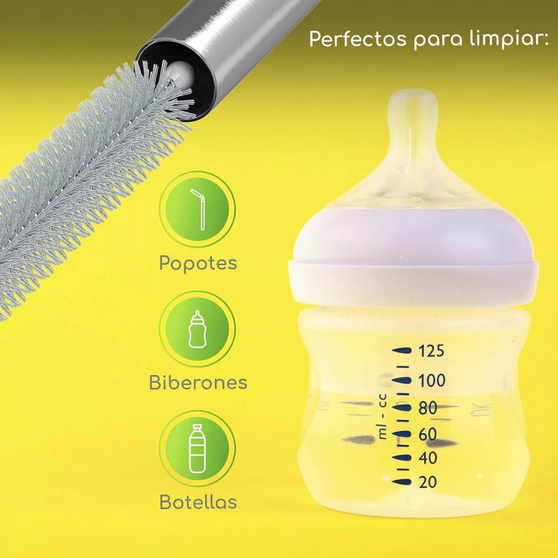 Veraly Paquete 5pz Cepillo Para Lavar Popotes Reutilizable 17 Cm