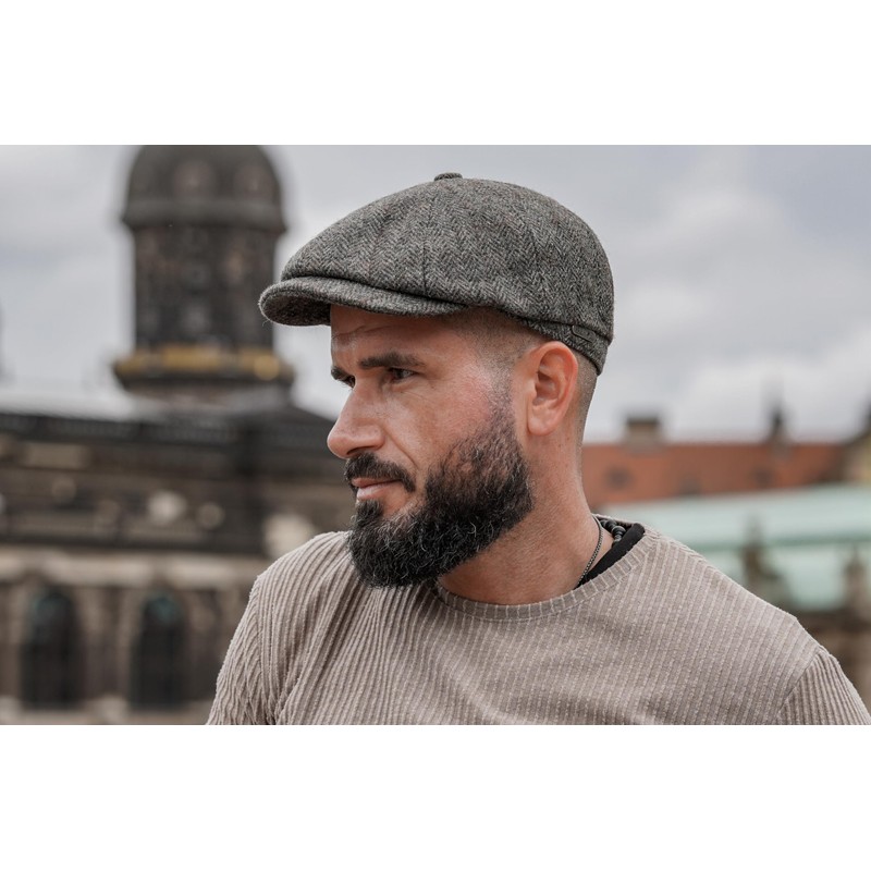 WEROR WEROR-434.1 Men's Flat Cap Peaked Cap with Peak Herringbone