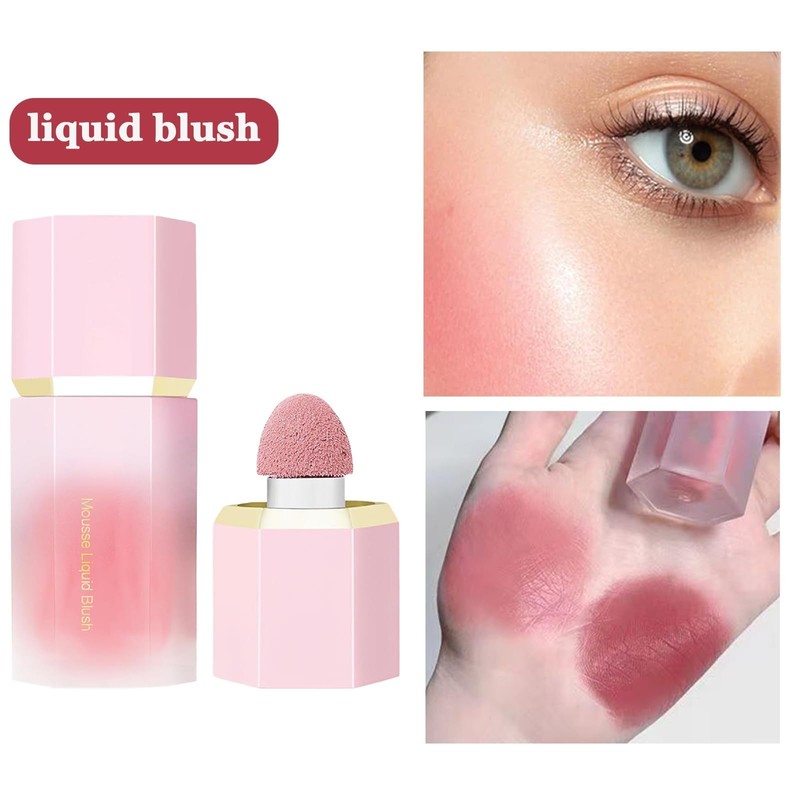 Natural-Looking Liquid Blush with Soft Cream Texture, Long-Lasting Formula for