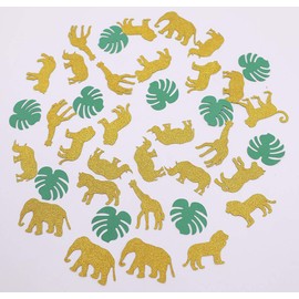 100 Pack Jungle Animal Confetti Gold Glitter Safari Themed Confetti for Baby Shower Birthday Party Supplies