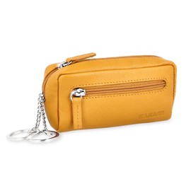 MANAGE XXL Leather Key Bag with Coin Compartment for Men and Women - Genuine Leather Key Case - Large Choice of Colours, yellow