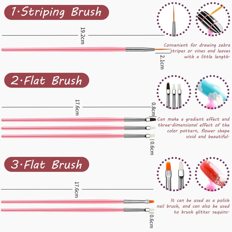 15 Pcs Nail Art Acrylic Brush Set Painting Pen Art