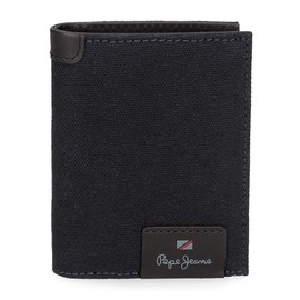 Pepe Jeans Hilltop Vertical Wallet with Purse, Blue, 8.5 x 10.5 x 1 cm, Leather, Blue, Vertical Wallet with Purse, navy, Wallet