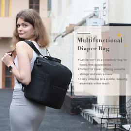 miss fong Neoprene Diaper Bag - Baby Diaper Bag,Large Capacity Neoprene Backpack with Changing Pad Travel Diaper Backpack Tote Backpack with 16 Pockets for Mom & Dad