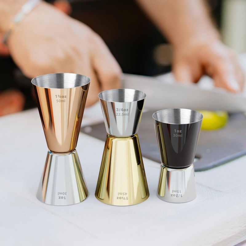 Final Touch Mixed Metal Double Jigger Set - Set of 3 (FTA70361