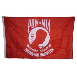 AES 3x5 POW MIA Powmia Prisoner of War Red White Military 150D Polyester Flag 3'x5' House Banner Double Stitched Fade Resistant Premium Quality