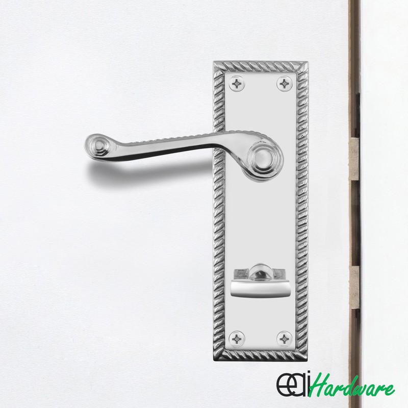EAI Polished Chrome Georgian Scroll Bathroom Door Handles - 1