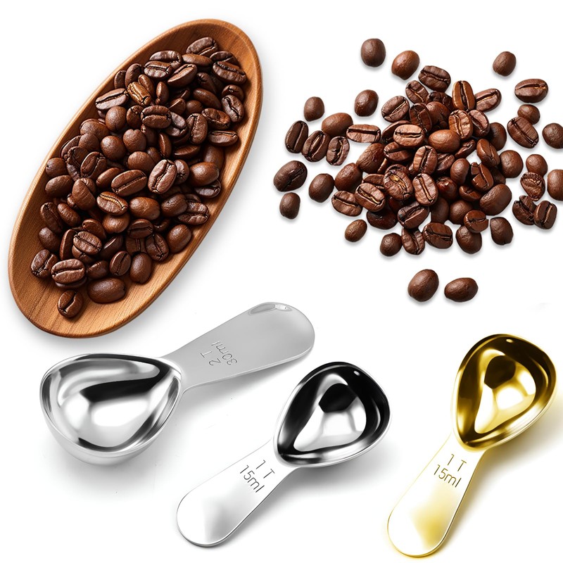 NILLOS Coffee Measuring Spoon, 3 PCS Gold and Silver Stainless