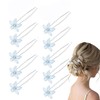 10Pcs Blue Flower Hair Pins,Rhinestone U-Shaped Bridal Hair Accessories