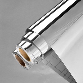 Wallercity Silver Mirror Vinyl Wrap Sticker Flexible Mirror Decal Self Adhesive Cuttable Mirror Wall Stickers Peel and Stick Wallpaper Non Glass Reflective Mirrors for Wall Decoration 15.8''x315''