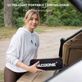 PACOONE Ultra-Light Portable Camping Chair, Compact Folding Chair with Storage Bag and Bottle Opener, Lightweight Backpacking Chairs for Outdoor Camp, Picnic, Beach, Fishing, Hiking, Supports 330Lbs