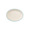 Large Oval Ceramic Soap Dish with Floral Prints, Blue Rim,