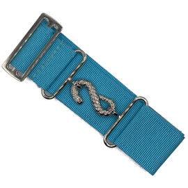 DEURA Masonic Apron Extender Extension for Masonic Aprons AQUA BLUE BELT with Silver SNAKE Clasp Hardware
