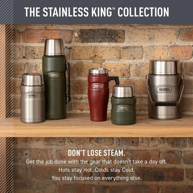 THERMOS Stainless King - Taza de viaje aislada al vacío,