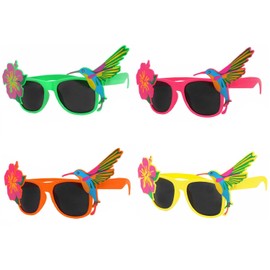 Hawaiian Novelty Sunglasses Floral Tropical Fancy Sunglasses Dress Hawaiian Beach Party Sunglasses, Assorted, only one will be supplied at random, Multicolor, One Size