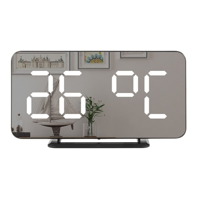 Digital Mirror Alarm Clock 5V Double Alarm Snooze Function LED
