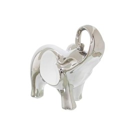 Alexandra House Living Decorative White Silver Ceramic Elephant Figurine 20 x 9 x 18 cm